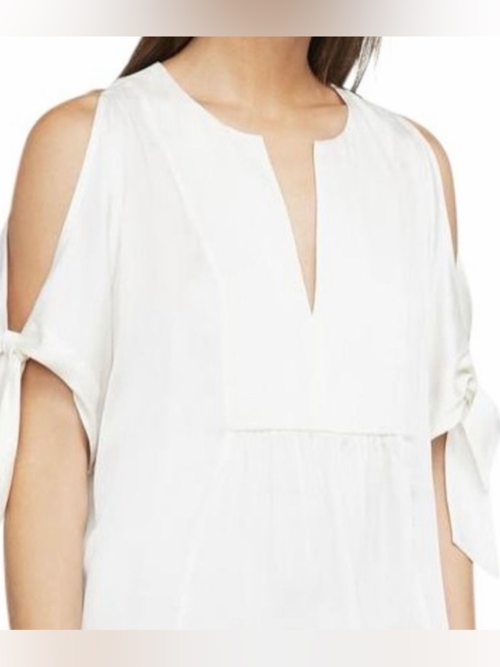 BCBGMaxazria Katelin White Silky Boho Top